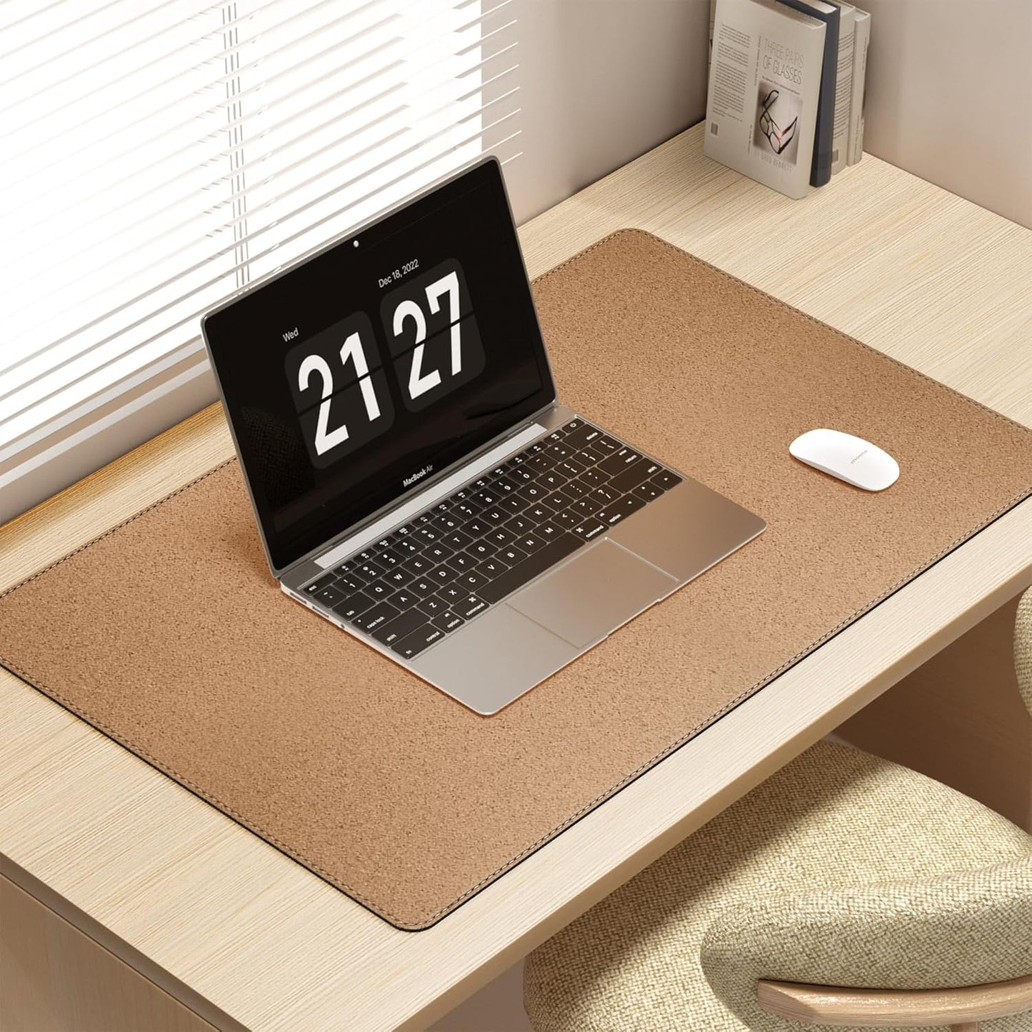 Mydours 40" x 20" Extra Large Desk Mat, PU Leather & Cork Desk Pad, Large XXL Desk Mouse Pad for Workstation, Office, Home, Computer Desk Mat with Keyboard & Mouse (Black)