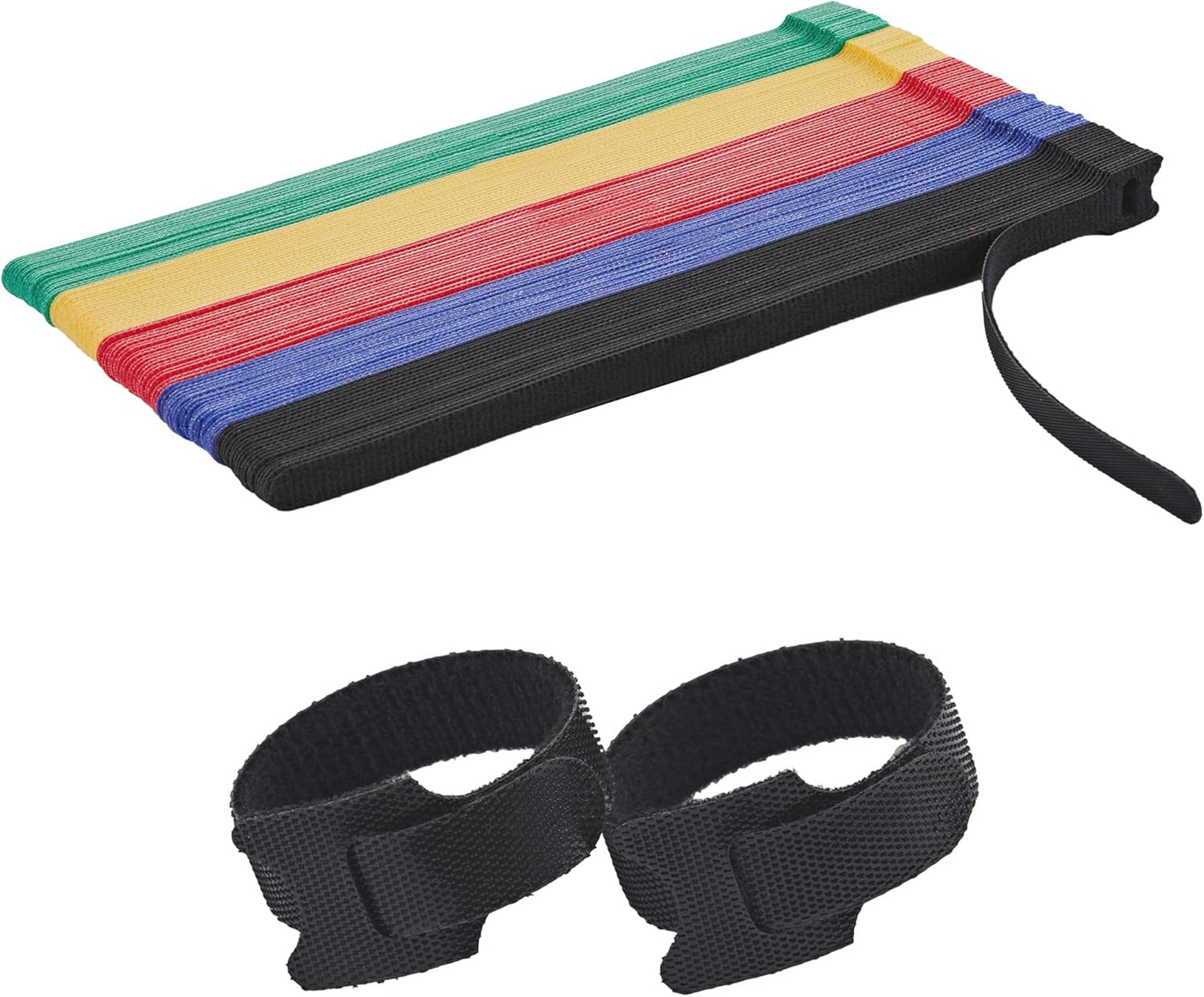 12 Inch Multi-Colour Cable Ties 50 PCS Reusable Fastening Cable Straps Adjustable Hook & Loop Organizer Straps Cords Management for Home, Office and Data Centers