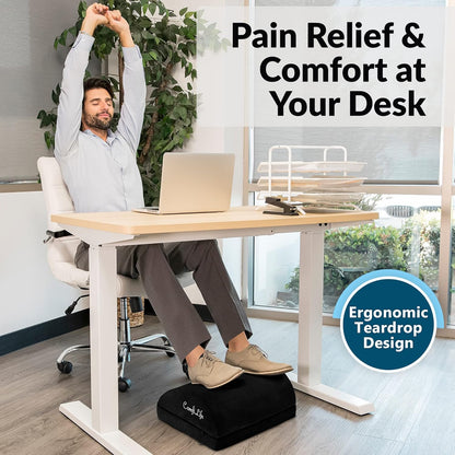 ComfiLife Foot Rest for Under Desk at Work – Adjustable Height Memory Foam Foot Stool for Under Desk, Office Chair & Gaming Chair – Ergonomic Footrest for Back & Hip Pain Relief (Black)