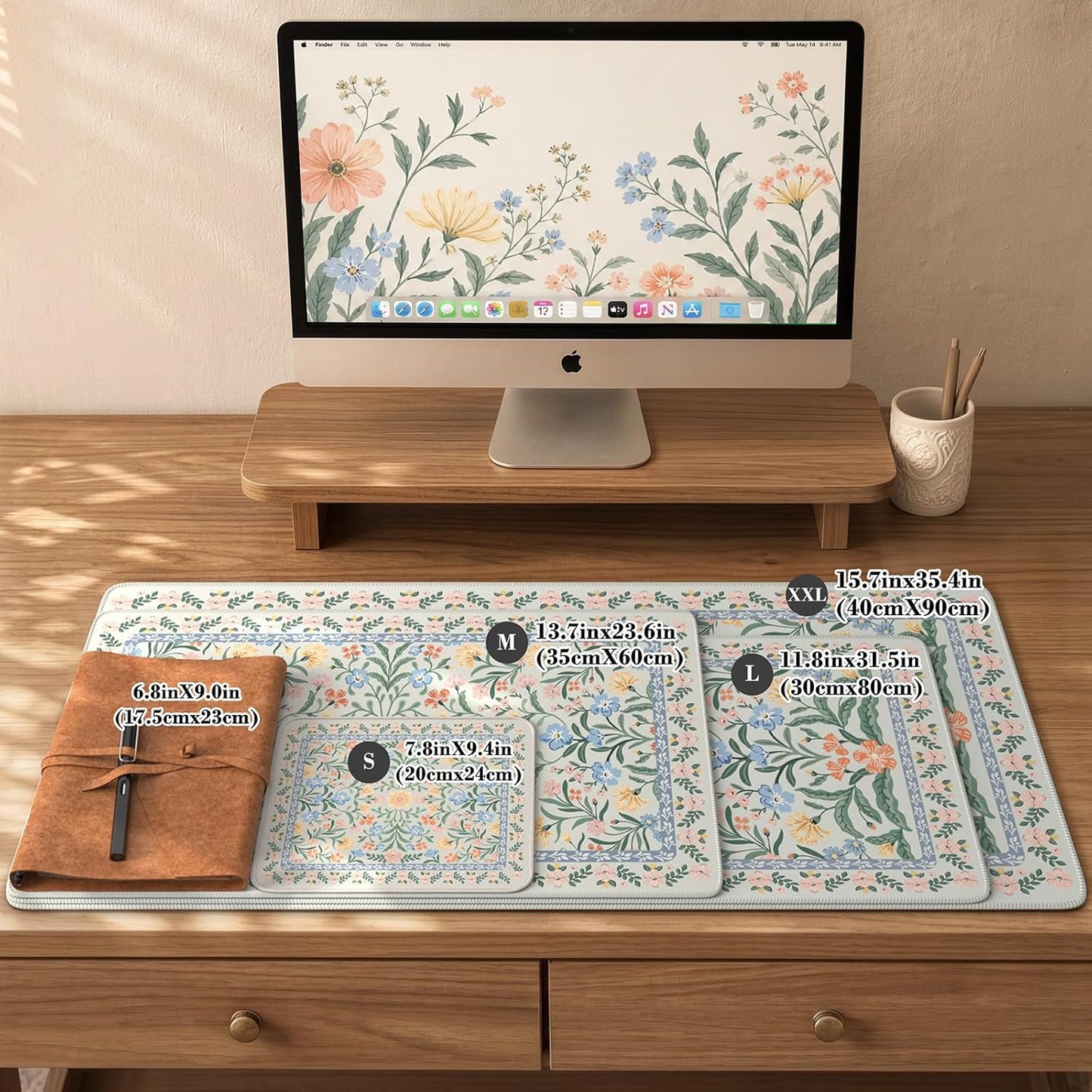 iCasso Desk Mat for Keyboard and Mouse, Large Mouse Pad, Desk Pad Mat, Anti-Slip Big Mousepad with Stitched Edges for Computer Desktop(Deep Green)