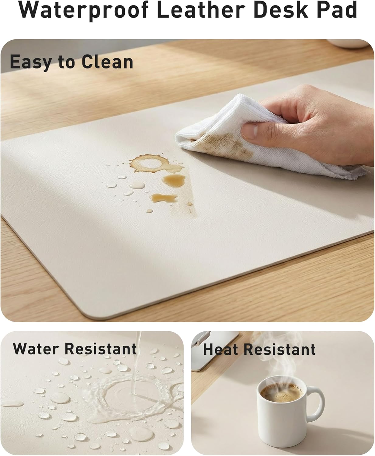 Aothia Leather Desk Pad Protector, Mouse Pad, Office Desk Mat, Non-Slip PU Leather Desk Blotter, Laptop Desk Pad, Waterproof Desk Writing Pad for Office and Home (Brown,23.6" x 13.7") - Colors A