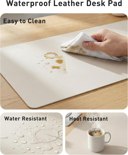 Aothia Leather Desk Pad Protector, Mouse Pad, Office Desk Mat, Non-Slip PU Leather Desk Blotter, Laptop Desk Pad, Waterproof Desk Writing Pad for Office and Home (Brown,23.6" x 13.7") - Colors A
