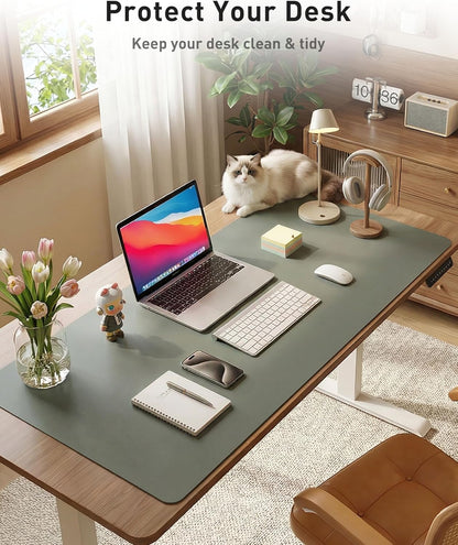 Aothia Non-Slip PU Leather Waterproof Laptop Desk Pad Protector, Blotter Mat, Writing and Mouse Pad for Office & Home, Beige, 23.6" x 13.7" - Colors A