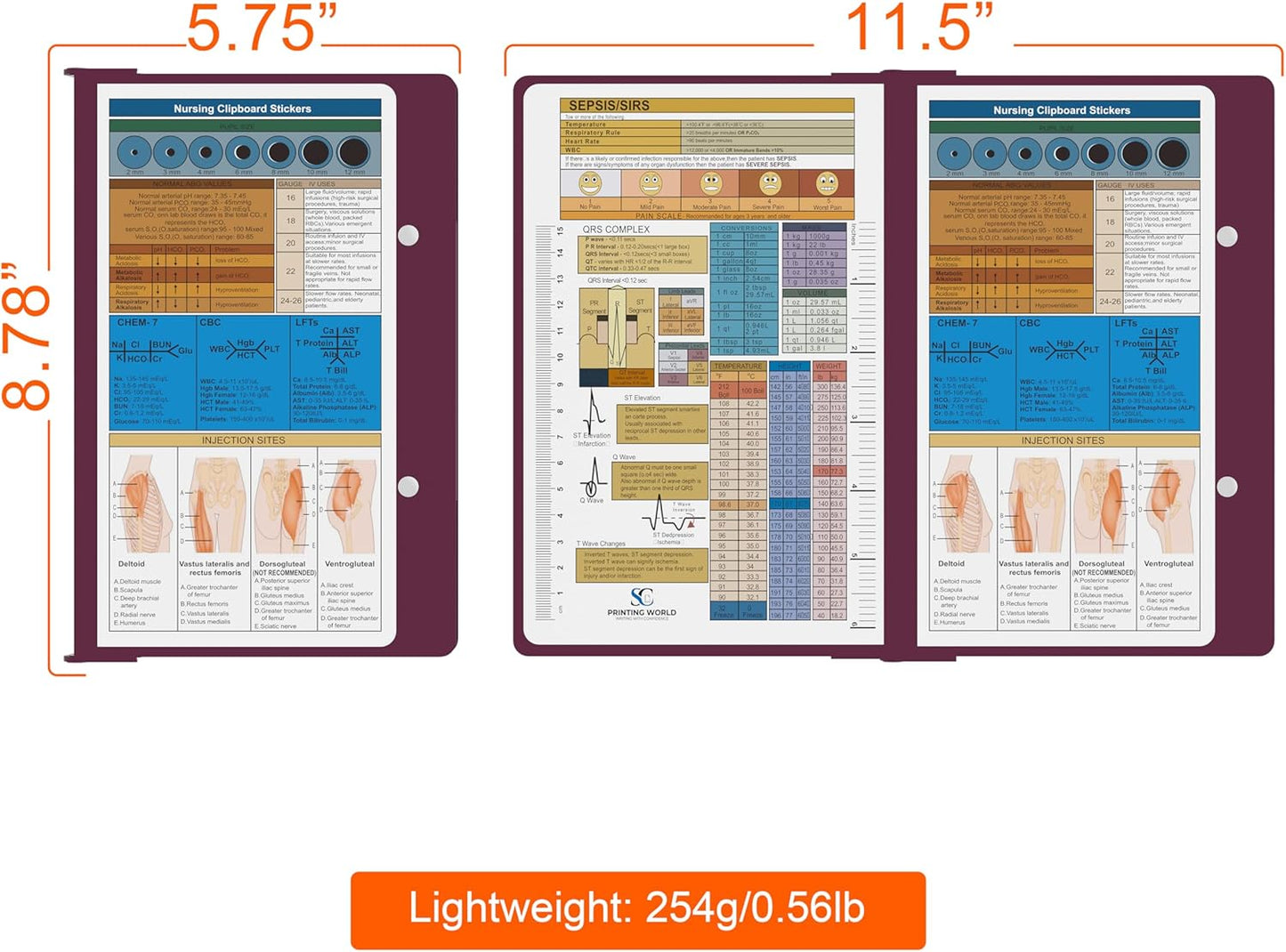 Nursing Clipboard with Nursing and Medical Edition Cheat Sheets Nursing School Essentials - Aluminum Foldable Nurse Clip Boards Essential Accessory for Efficient Patient Care (Mint)