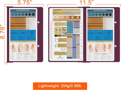 Nursing Clipboard with Nursing and Medical Edition Cheat Sheets Nursing School Essentials - Aluminum Foldable Nurse Clip Boards Essential Accessory for Efficient Patient Care (Mint)
