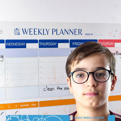 Dry Erase Calendar – 39.4x16” Weekly Dry Erase Board for Wall, Clear Weekly Planner Whiteboard, Reusable & Easy Erase, Sticks to Smooth Surfaces, Upgraded Static Cling – Improved Hold