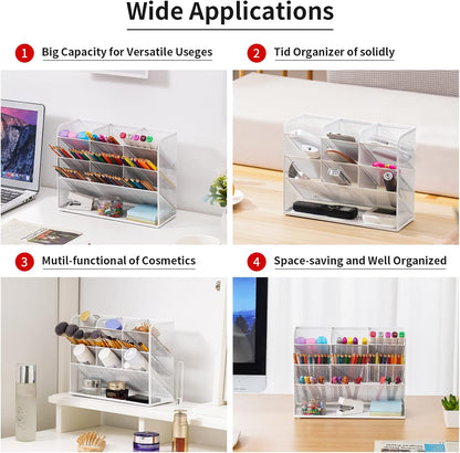 Marbrasse Mesh Desk Organizer, Multi-Functional Pen Holder, Desktop Stationary Organizer, Storage Rack for School Home Office Art Supplies (Mesh Pen Holder)