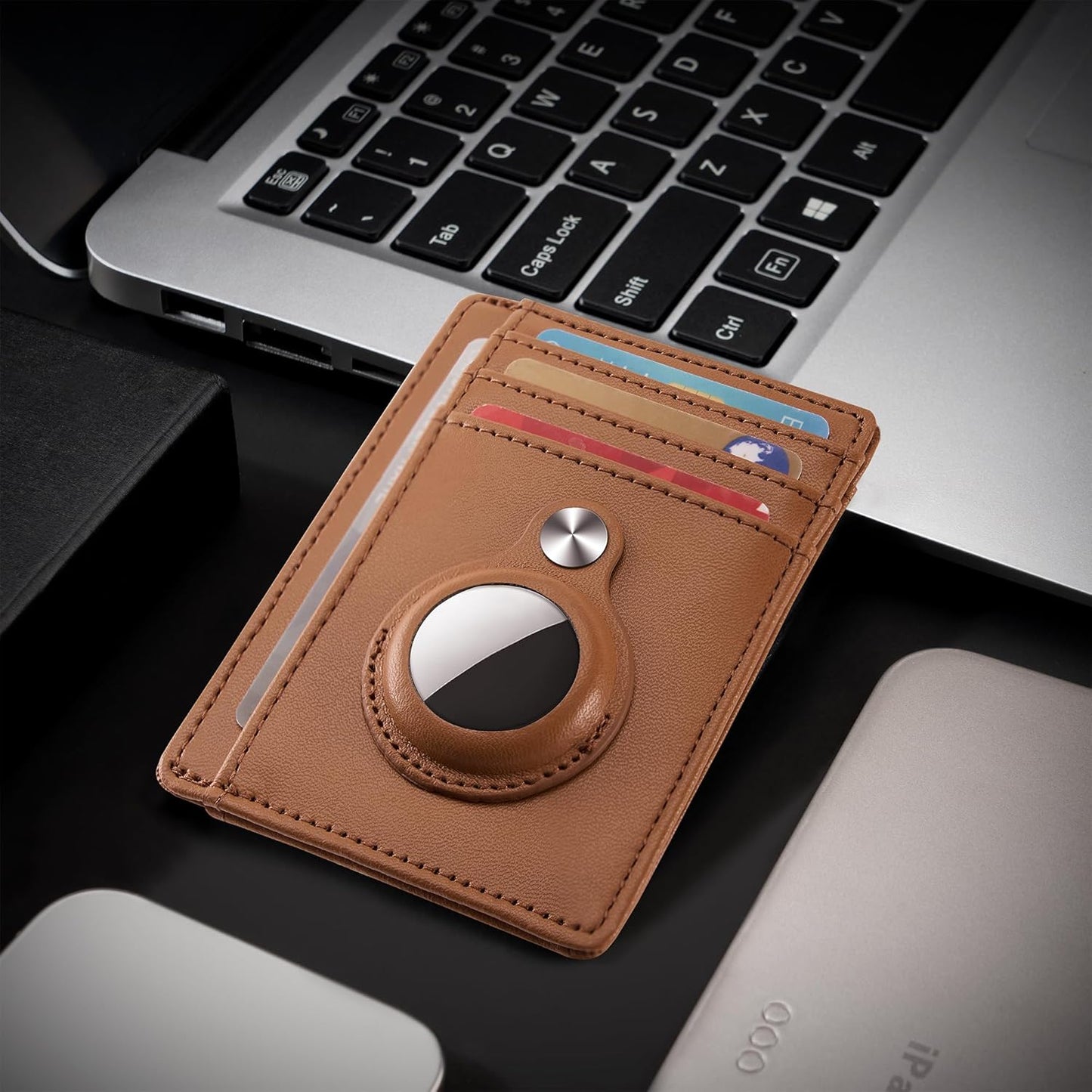 Slim Minimalist Front Pocket Air Tag Wallet, RFID Blocking Card Holder Wallet with Airtag Holder