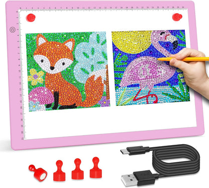comzler A4 LED Light Board, 3 Level Dimmable Brightness USB Power Artcraft Light Table for Tracing, Light Drawing Sketch Pad for Animation, Sketching, Drawing, Stenciling, Artists - Black