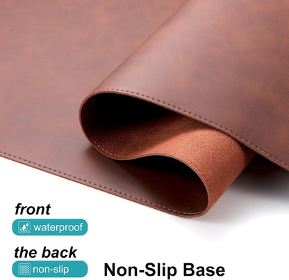 Leather Desk Pad Protector, Office Desk Mat, Large Laptop Mouse Pad, PU Non-Slip Desk Blotter, Waterproof Writing Pad, Computer Keyboard Mat for Desktop 39.4 x 17 inch (Brown)