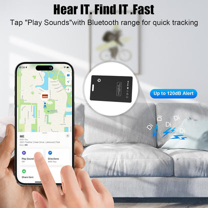 Fathers Day Dad Gifts, Ultra-Thin Wallet Tracker Card, Rechargeable 0.094in IP68 Waterproof Bluetooth Tracker for Wallets, Passport, Work with Apple Find My, Card Locator(iOS Only)