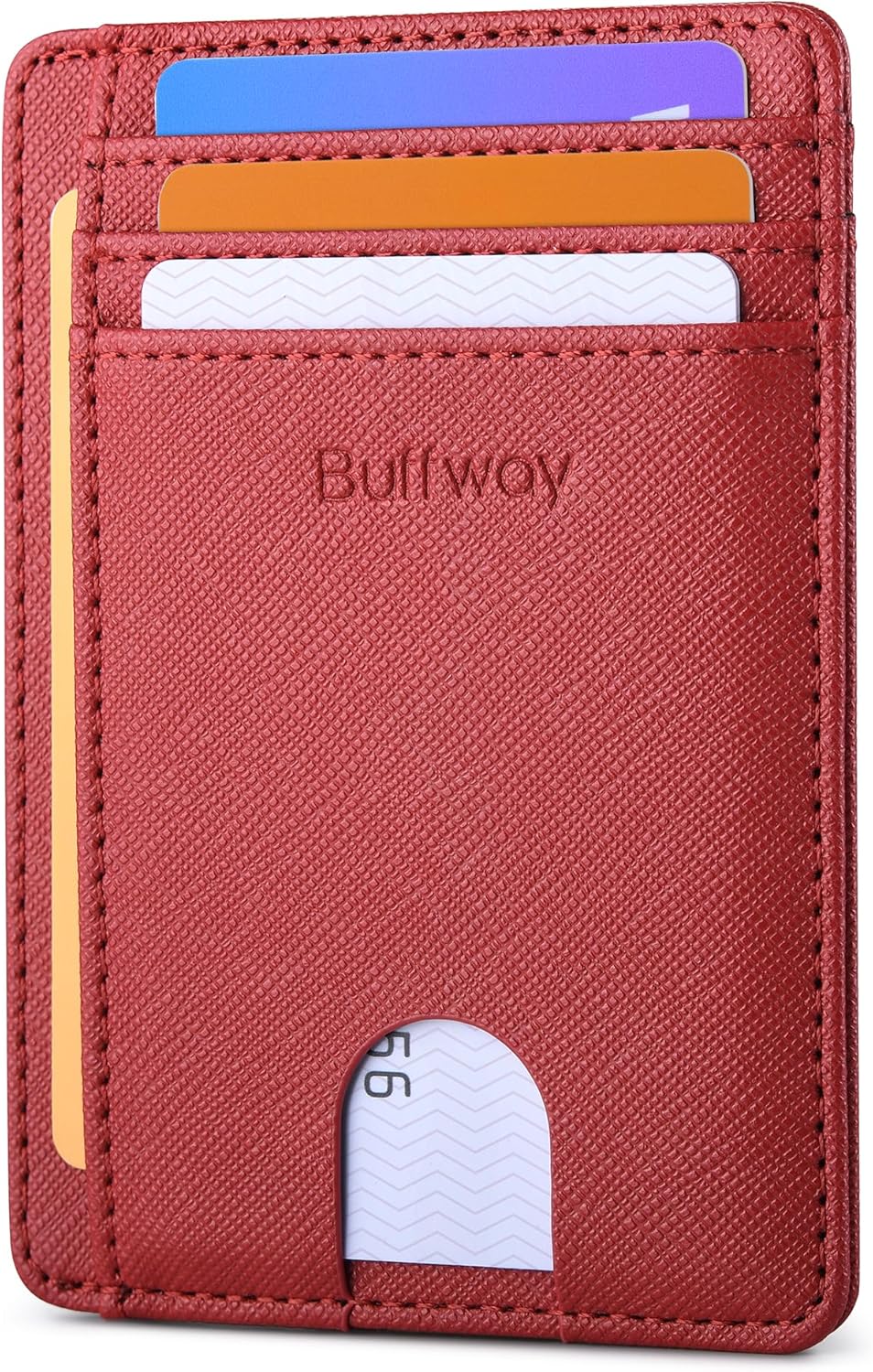Buffway Slim Minimalist Front Pocket RFID Blocking Leather Wallets for Men and Women - Carbon Fiber Black - Colors A