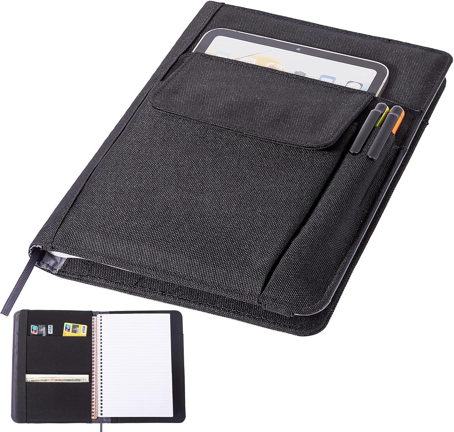 Journal Notebook Cover for Work, Journaling Notebooks Protector - Portfolio Organizer Compatible with Rocketbook Fusion, with Pen loop, Business Card Holder, File Pocket for accessories