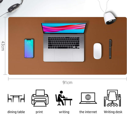 Aothia Leather Desk Pad Protector, Mouse Pad, Office Desk Mat, Non-Slip PU Leather Desk Blotter, Laptop Desk Pad, Waterproof Desk Writing Pad for Office and Home (Black,36" x 17") - Colors A