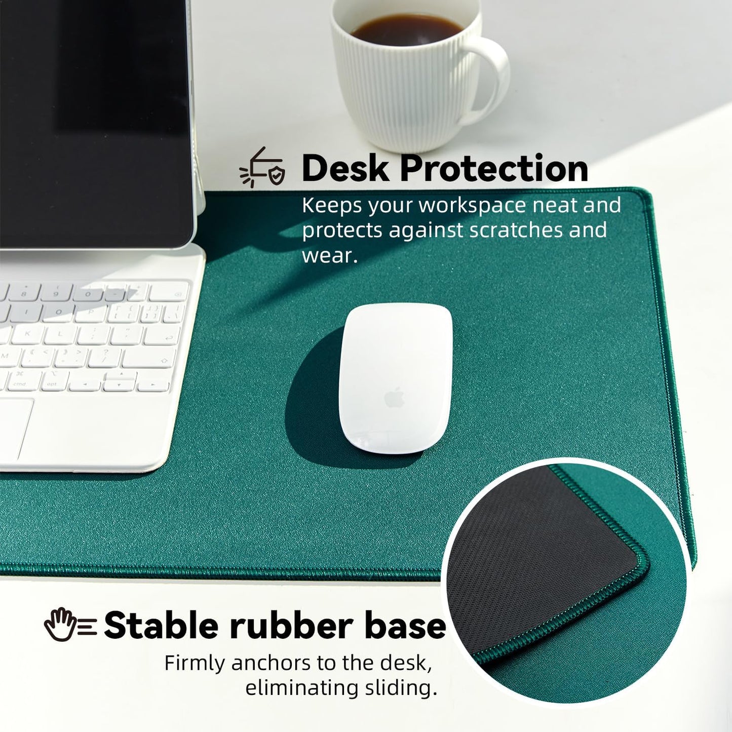 Reniteco Waterproof Large Gaming Mouse Pad with Durable Stitched Edges, Non-Slip Rubber Base, Grainy Jacquard Mouse Mat Desk Pad for Home Office Gaming, 31.5''x11.8''x0.12'', Matte Beige