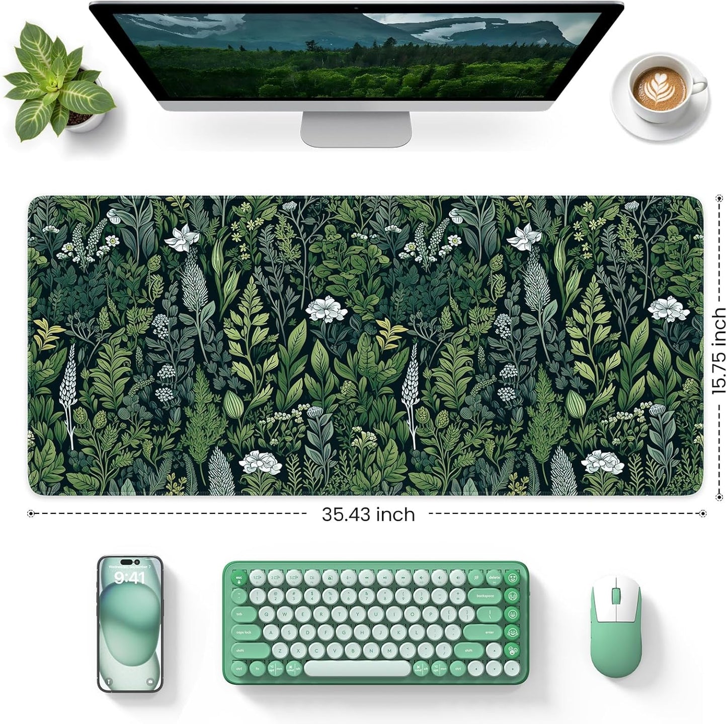 iCasso Desk Cover Mat, Office Mouse Pad, Desk Protector Mat, Extra Large Matt for Desktop,Anti-Slip XXL Big Mousepad with Stitched Edges for Computer Keyboard Retro Black - Colors B