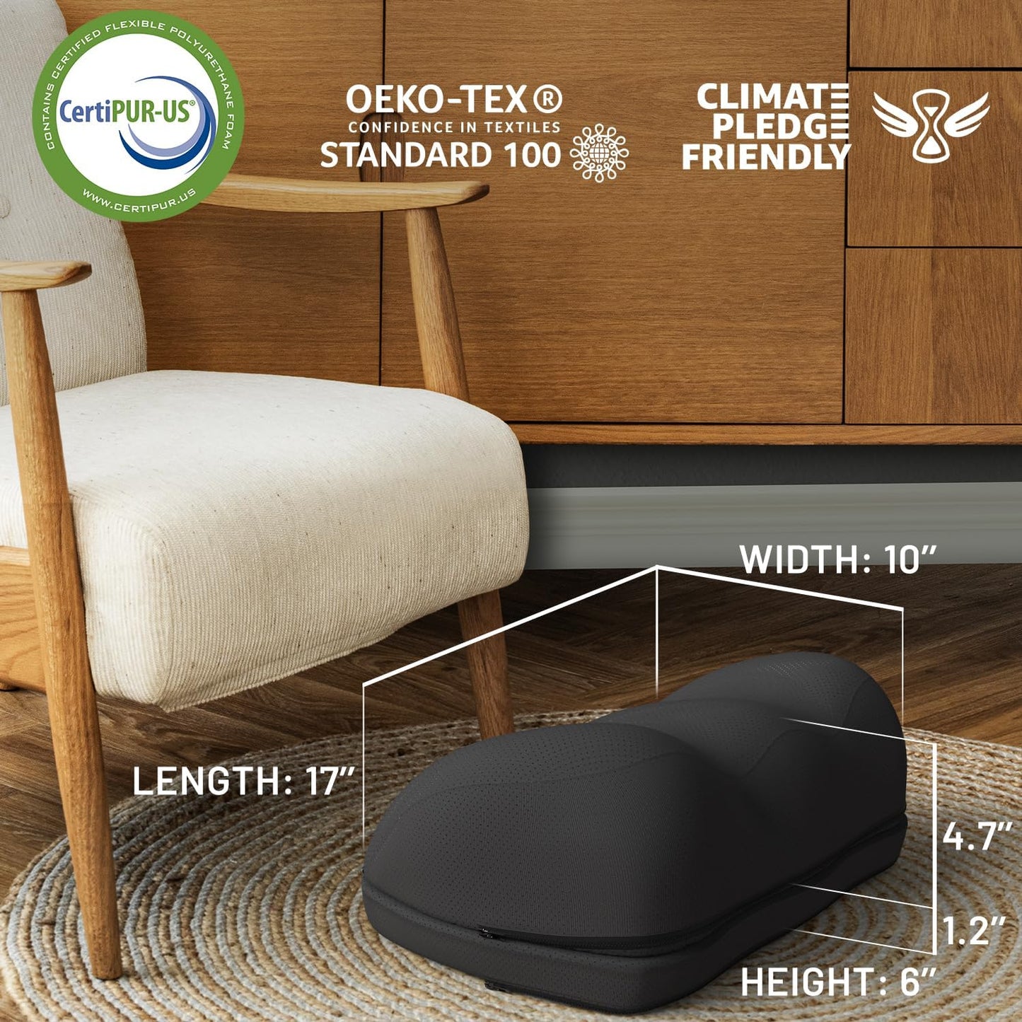Everlasting Comfort Foot Rest for Under Desk at Work - Memory Foam Office Foot Stool & Under Desk Footrest Leg Elevation Pillow for Gaming & Home Office, Supports Posture