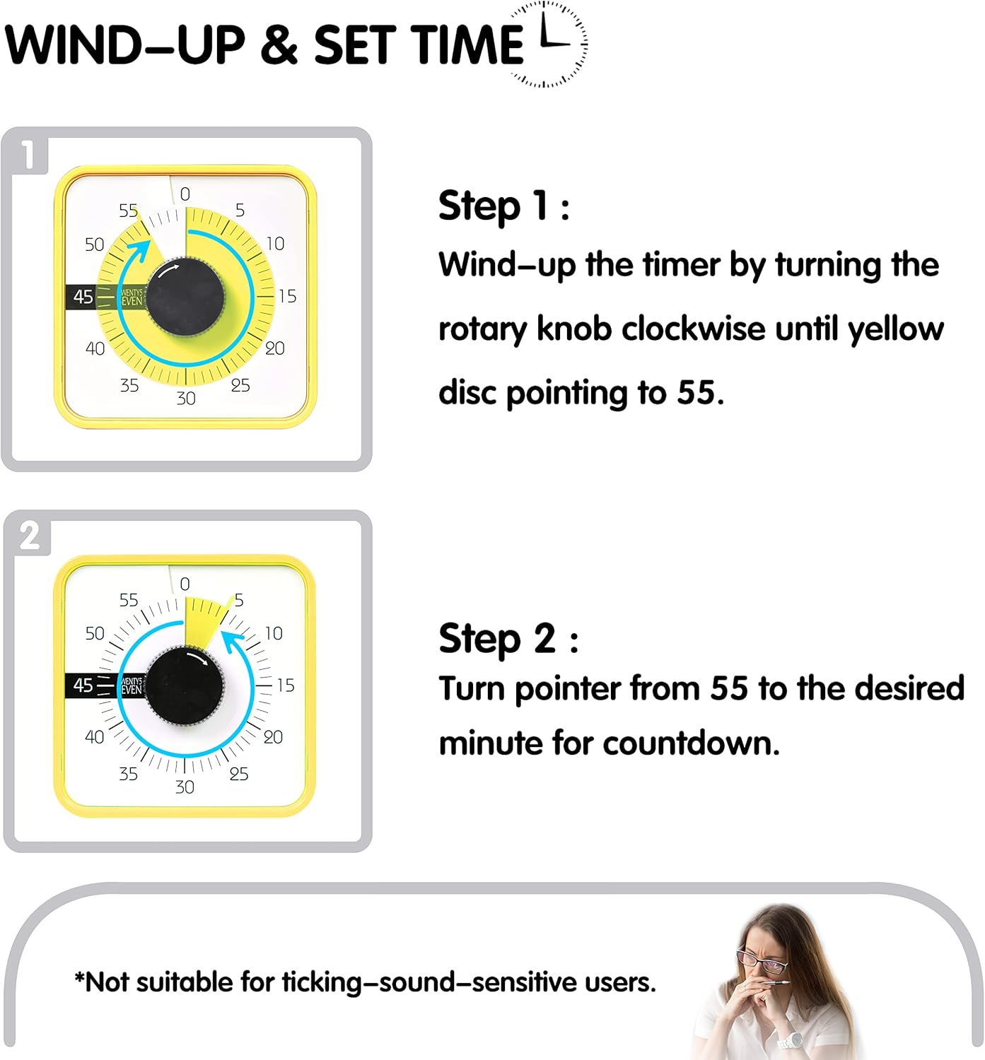 Visual Timer 7.5 inch; 60 Minute 1 Hour Countdown Timer for Kids Classroom Teaching Tool Home Office Meeting, Mechanical Countdown Clock for Exam Time Management Magnetic, Sky Blue with Colorful Disc