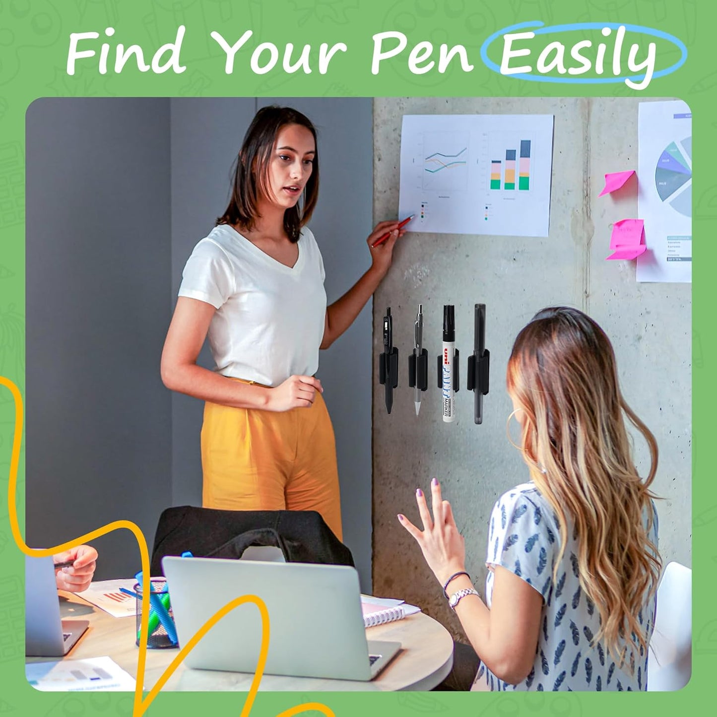 10 PCS Pen Holder for Desk, Adhesive Pen Holder for Classroom Clipboard Attachment, Silicone Pencil Holder & Marker Holder for School Office Desk Accessories,Teacher Supplies (Blue)