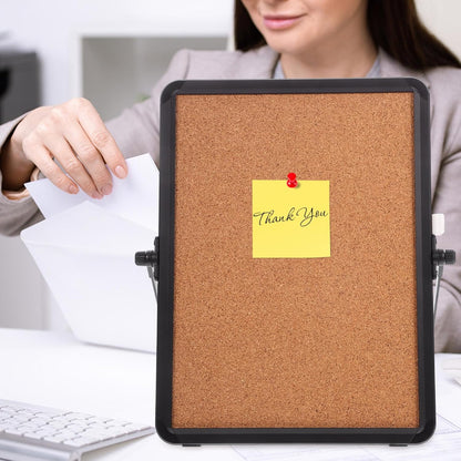 Office Cork Board Message Board 12.20X9.05In Desktop Bulletin Reminder with Aluminum Frame Stand for Home Study Workspace