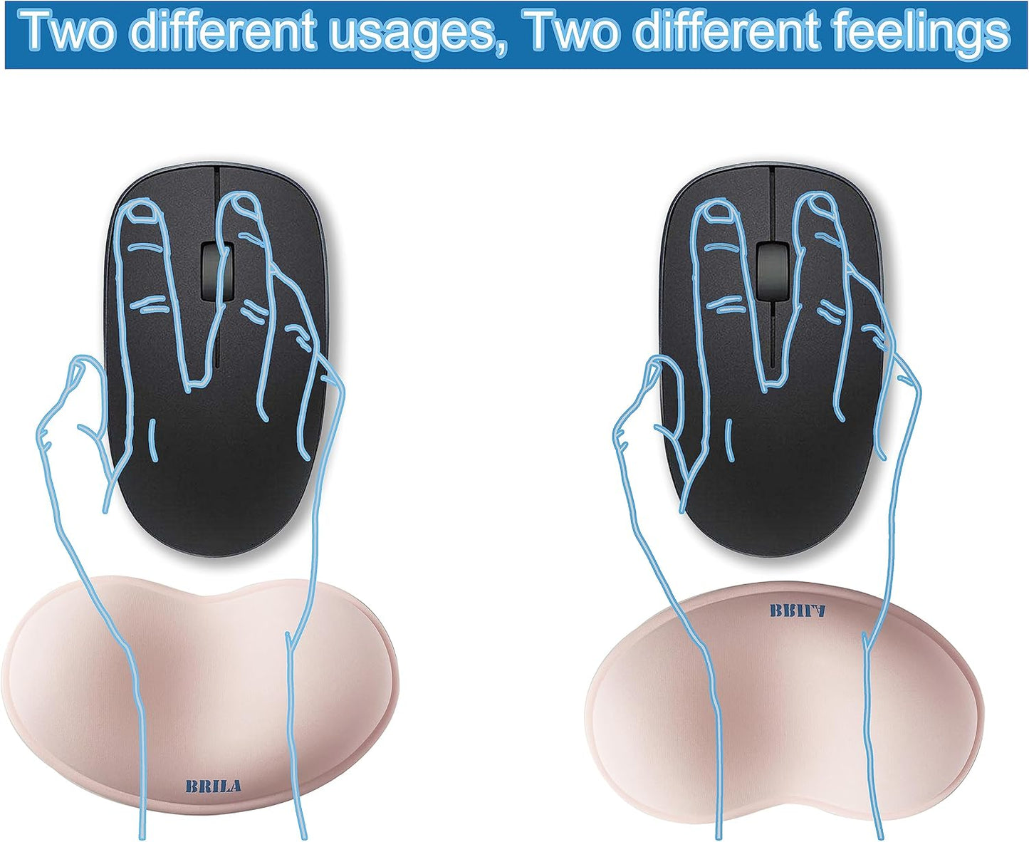 BRILA Ergonomic Silicone Mouse Wrist Rest, Cooling Silica Gel PU Leather Mouse Wrist Support Pad for Office Work and Laptop Computer Gaming