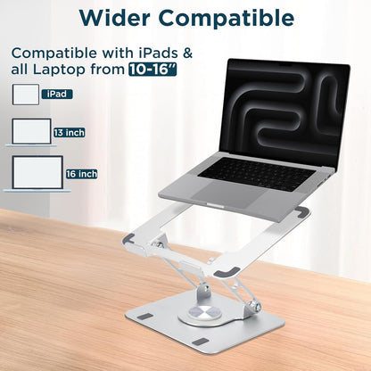 Uncaged Ergonomics Swivel Laptop Stand for Desk, Adjustable Computer iPad Stand for Desk w/ 360 Rotation, Portable Laptop Holder for Home Office Ergonomic Supplies