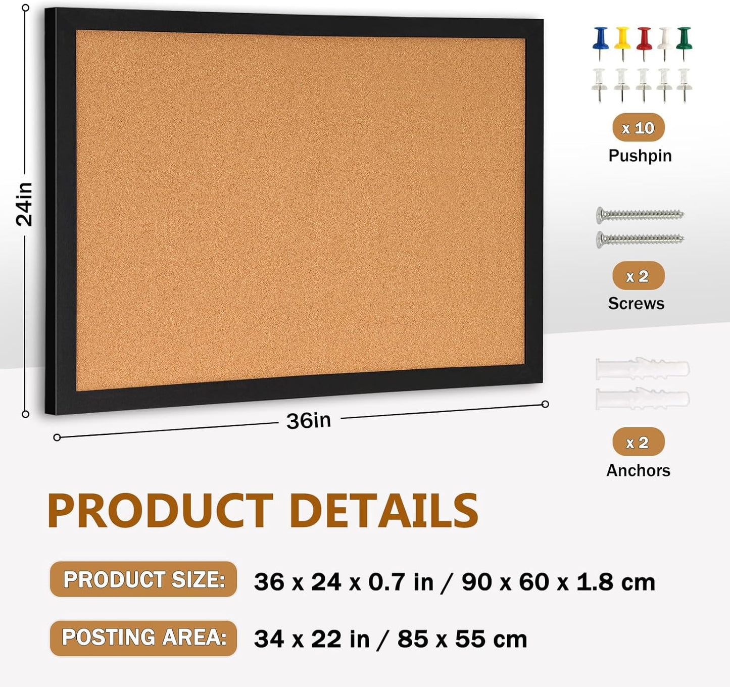 DOLLAR BOSS Bulletin Boards with Linen 1-Pack 16''X 12'' Double-Sided Cork Board for Walls Wood Framed Bulletin Boards, Small Pin Board for Home Kitchen Office Decorative Hanging 10 Pushpins