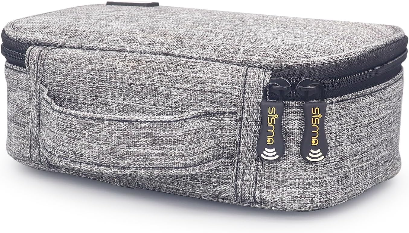 sisma Travel Electronics Organizer Small Carrying Case for Cables Phone Chargers USB Plugs Power Cords Earbuds Adapter Tech Accessories Pouch -Grey