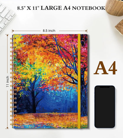 Dotted Notebook, Spiral Notebook Journal 8.5” x 11”, A4 Large Dot Grid Notebooks for Women Men, 100 GSM Dotted Paper, Plastic Hardcover Spiral Bullet Journals for Work School Sketching, Green