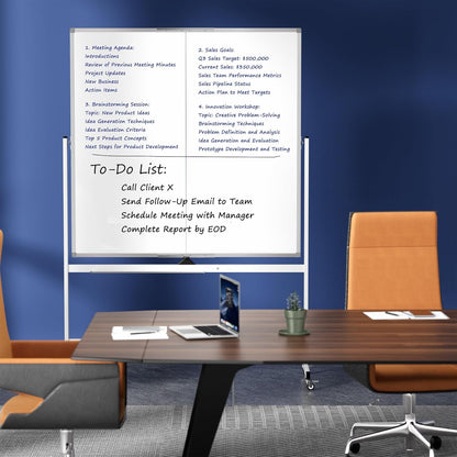 Large Whiteboard Easel with Stand, 36" x 24" Portable Standing Magnetic Dry Erase White Board, 3' x 2' Tripod Height Adjustable Flip Chart Easel for Home Office Classroom School, Silver