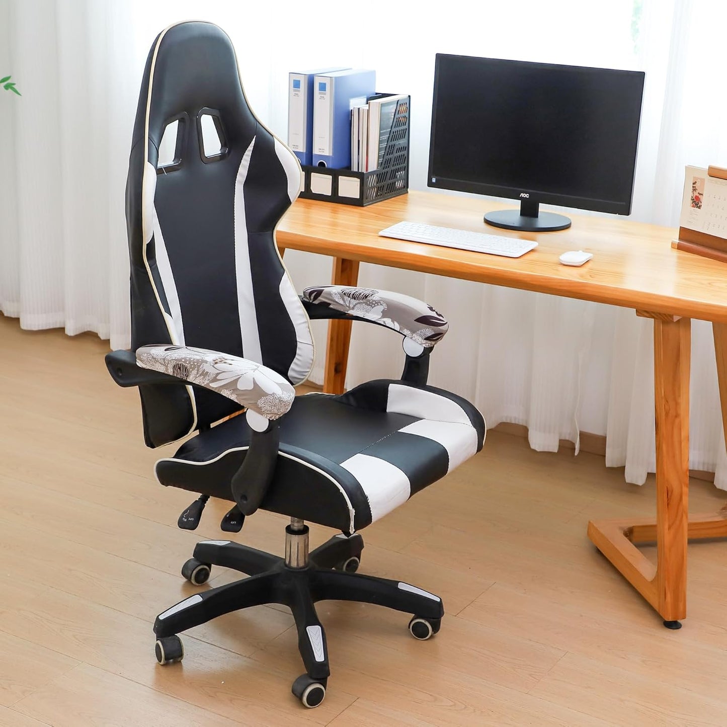FORCHEER Office Chair Armrest Covers 12-15 Inch Velvet Elastic Black Arm Rest Covers for Desk Computer Chairs Washable