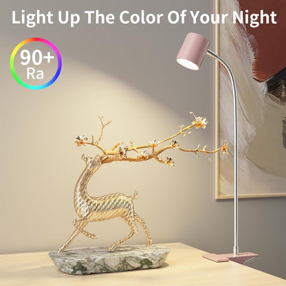 Dott Arts Desk Lamp,USB Clip On Light,Book Lights for Reading at Night,3 Color Modes,10 Brightness Clamp Lights,360° Gooseneck LED Reading Light for Books in Bed,Eye-Care for Home Office,Headboards