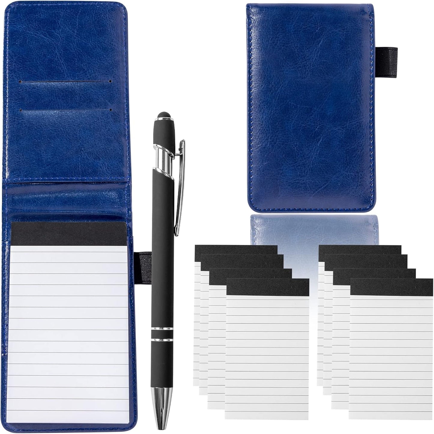 Camelmother 10 Pieces Small Notepad Holder Set Pocket Notebook 3 x 5 Inch with Pen