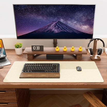 Auhoahsil Felt Desk Mat, Minimalist Large Mouse Pad XXL 35.5 x 15.7 in, Desk Matt for Desktop, Keyboard, Laptop, Computer, Office, Work from Home, Gaming, White
