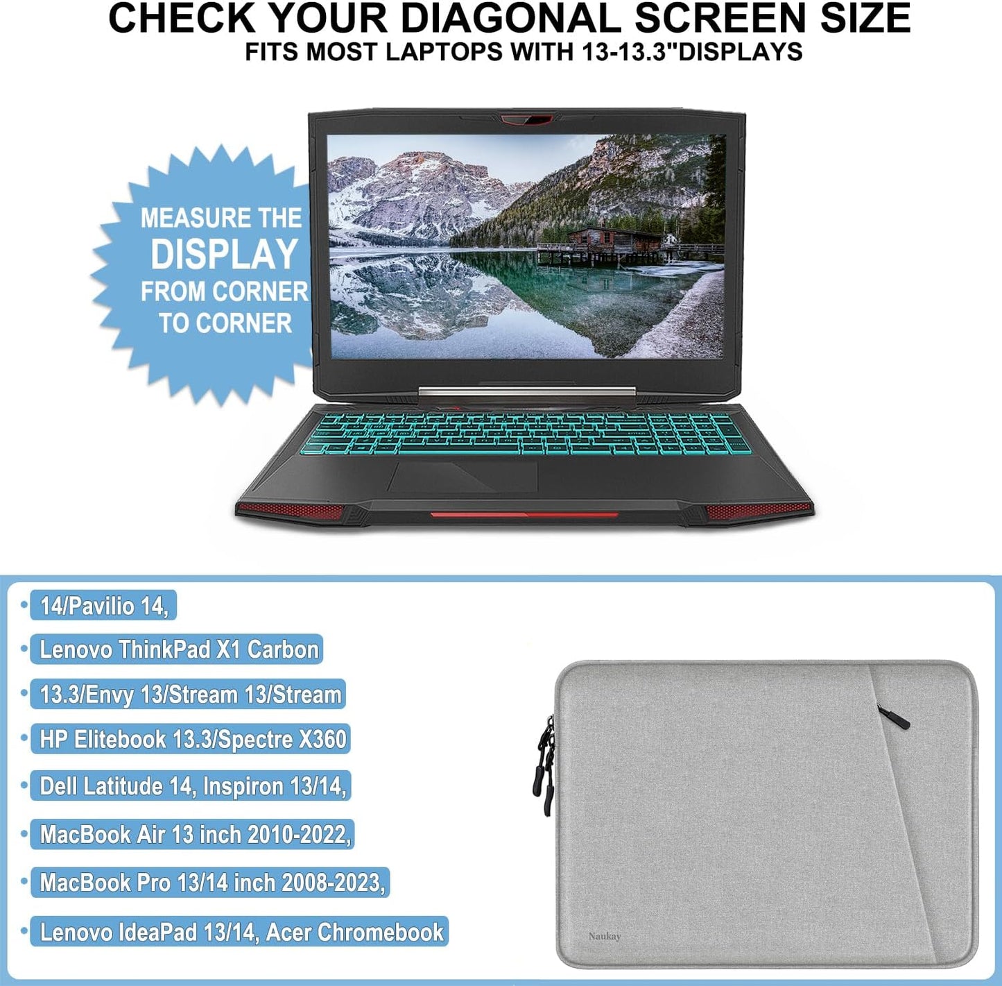 Laptop Sleeve Case 13.3 inch, Shockproof Protective Computer Cover with Accessories Pocket, Portable Laptop Bag Compatible with MacBook Air/Pro 13-13.3 inch, Compatible for MacBook Pro 14 inch, Black | Shockproof