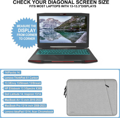 Laptop Sleeve Case 13.3 inch, Shockproof Protective Computer Cover with Accessories Pocket, Portable Laptop Bag Compatible with MacBook Air/Pro 13-13.3 inch, Compatible for MacBook Pro 14 inch, Black | Shockproof