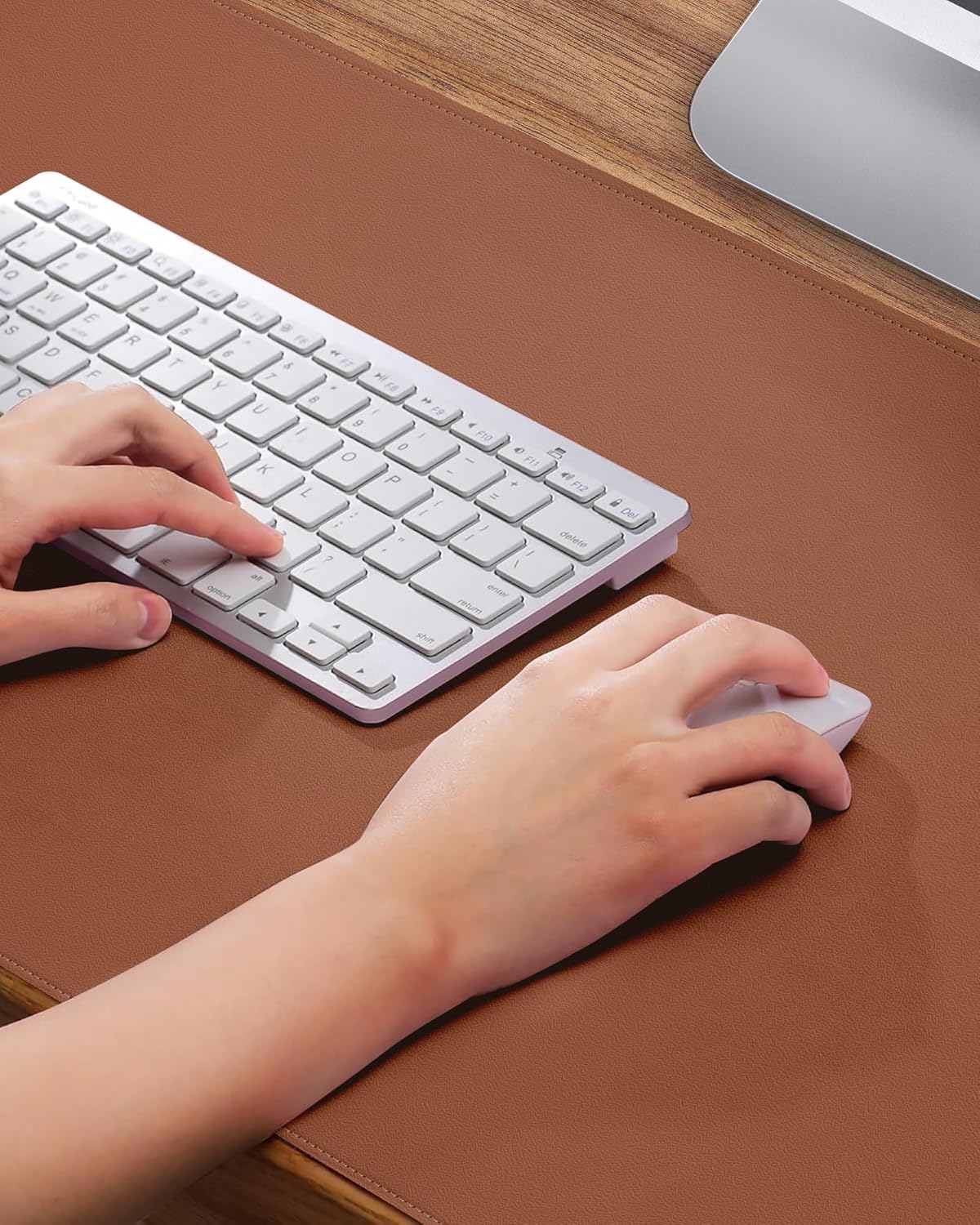 AFIING Desk Pad Protector 23.6" x 13.7" - Non-Slip Waterproof PU Leather Desk Mat for Mouse, Keyboard, Laptop, Office and Home Workspace (Beige)