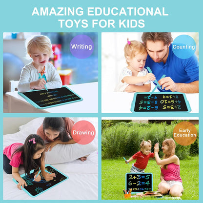 FLUESTON LCD Writing Tablet for Kids, 10 Inch Doodle Board, Colorful Drawing Pad for Toddler, Educational Travel Toy Gifts for 3-8 Year Old Girls Boys, Erase Lock Writing Board - Pink