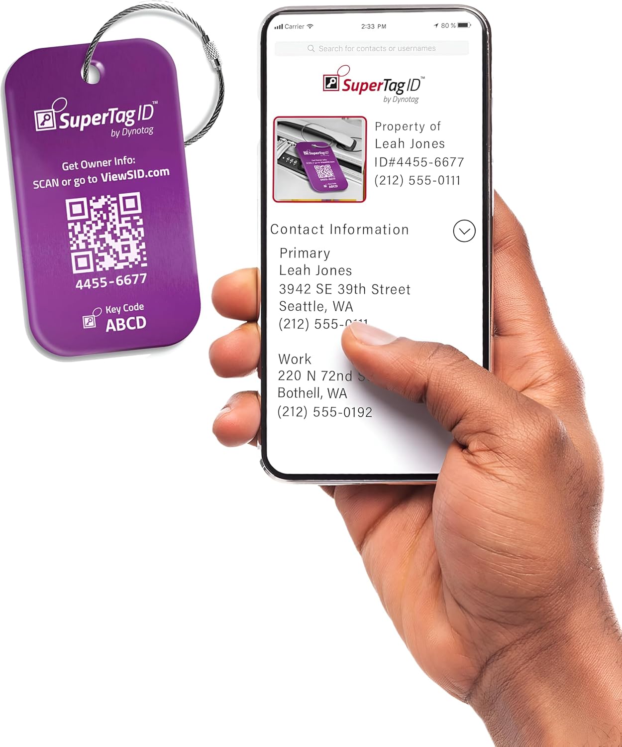 Dynotag® Sentry Series Solid Metal Web Enabled Smart Luggage Tag ID + Steel Loop, Anodized Aluminum with DynoIQ™ & Lifetime Recovery Service (Sapphire Blue)