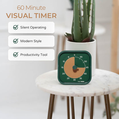 Time Timer MOD - Home Edition - Individual Sized 60 Minute Visual Countdown Timer for ADHD, Adults, Students, and Pomodoro with Silent Operation (Metallic Midnight)