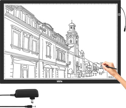Mlife A2 LED Light Pad for Diamond Art Painting Light Board with 3 Brightness, Tracing Light Board with USB Cable & 4 Fasten Clips for Sketching, Animation, Drawing, Diamond Art Painting Supplies