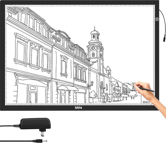 Mlife A2 LED Light Pad for Diamond Art Painting Light Board with 3 Brightness, Tracing Light Board with USB Cable & 4 Fasten Clips for Sketching, Animation, Drawing, Diamond Art Painting Supplies