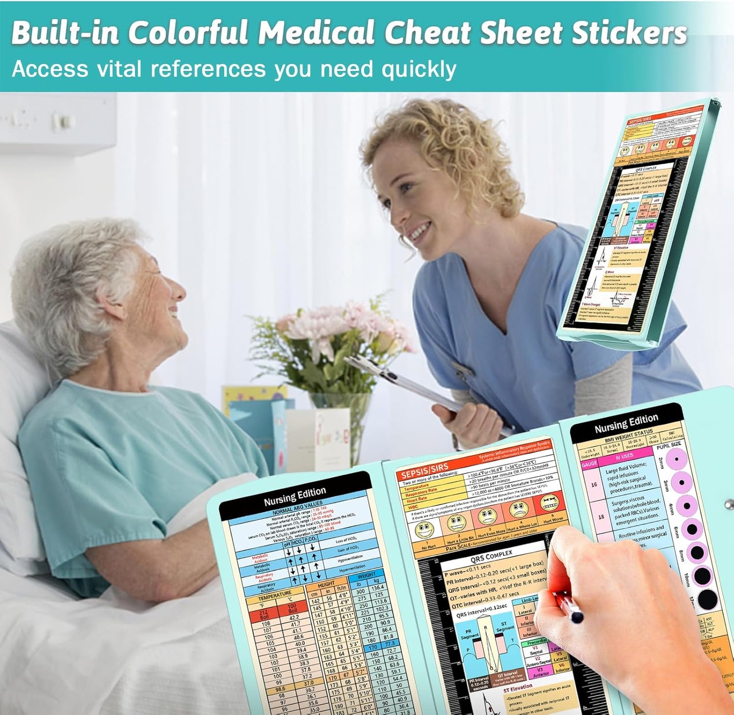 Clipboard Foldable Without Edition Cheat Sheets Aluminum 3 Layers Foldable Clipboards Pocket Size Profile Clip Clipboards Notepad for Students, Nurses,Contractor Trucker Driver