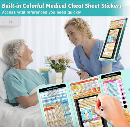 Clipboard Foldable Without Edition Cheat Sheets Aluminum 3 Layers Foldable Clipboards Pocket Size Profile Clip Clipboards Notepad for Students, Nurses,Contractor Trucker Driver