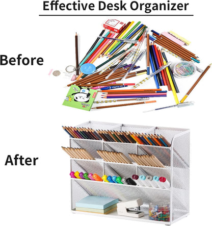 Marbrasse Mesh Desk Organizer, Multi-Functional Pen Holder, Desktop Stationary Organizer, Storage Rack for School Home Office Art Supplies (Mesh Pen Holder)