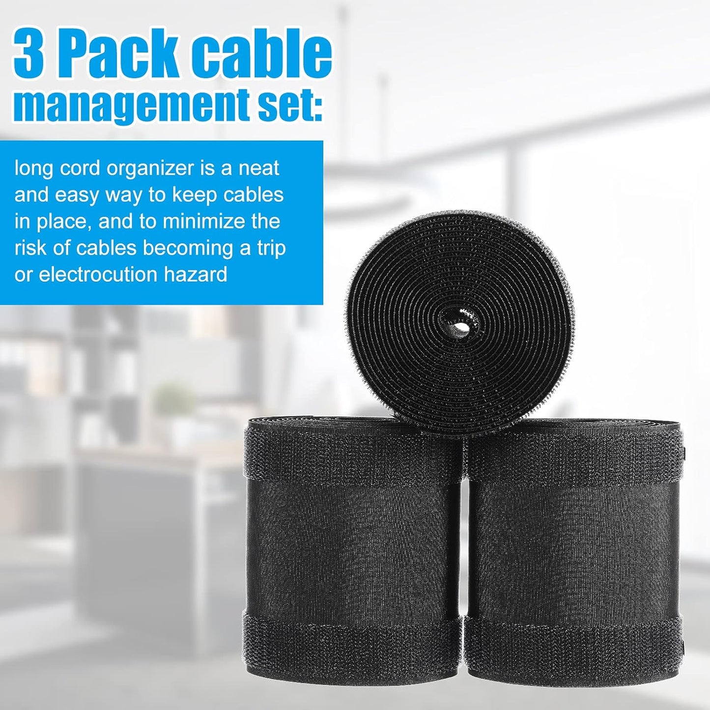 WILLBOND Carpet Cord Cover Cable Protector Floor Cover Cable Protector Management Only for Commercial Office Carpet(19.69 ft,Black)