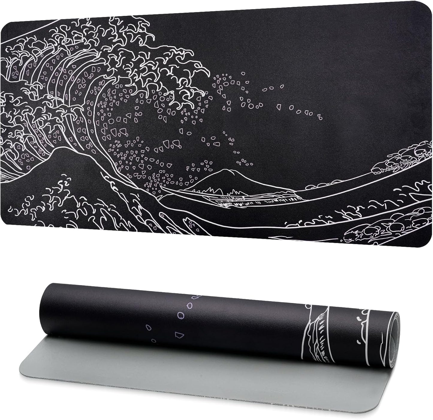 Dual-Sided Desk Pad, Large Mouse Pad - Natural Cork & PU Leather Non-Slip Waterproof Desk Mats for Office and Home (Blue, 31.5" x 15.7")