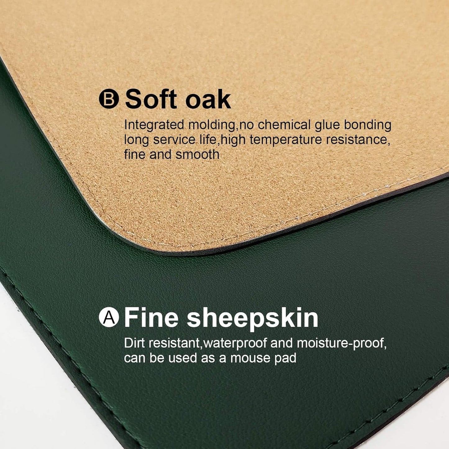 DAWNTREES Dual Sided Desk Mat,Leather Desk Pad,Brown 40"x16",Cork Desk Mat Protector,with PU Leather Valet Tray Organizer,Large Mouse Pad,Desk Writing Pad for Office and Home