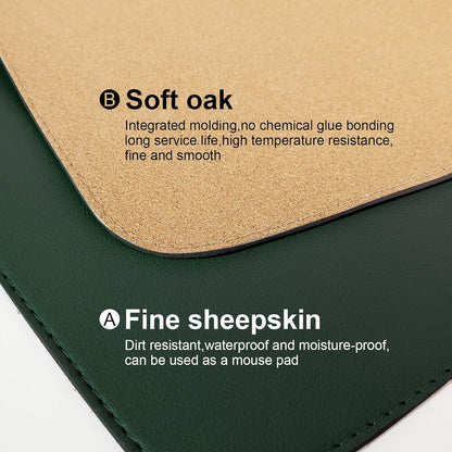 DAWNTREES Dual Sided Desk Mat,Leather Desk Pad,Brown 40"x16",Cork Desk Mat Protector,with PU Leather Valet Tray Organizer,Large Mouse Pad,Desk Writing Pad for Office and Home