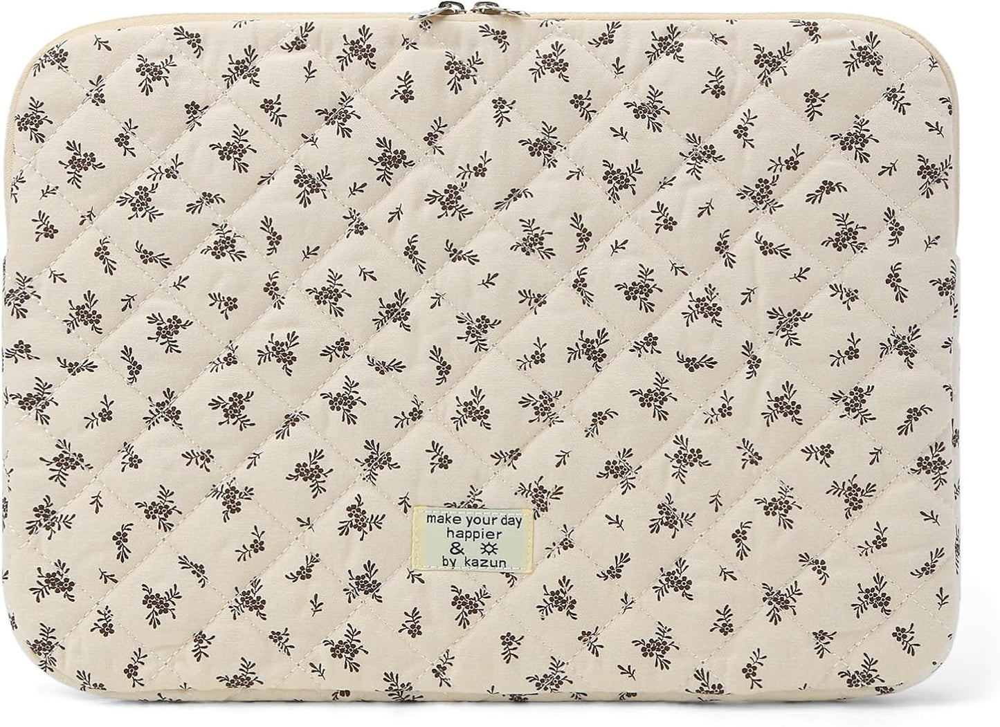 Puffy Laptop Sleeve 13 Inch Cute Quilted Laptop Protective Case Padded Floral Computer Sleeve for MacBook (A-Blue, 13 Inch)